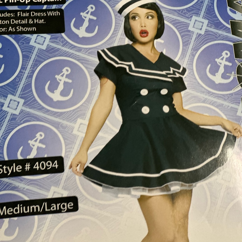 FULL Pin Up Girl Sailor Costume with all the accessories- Halloween